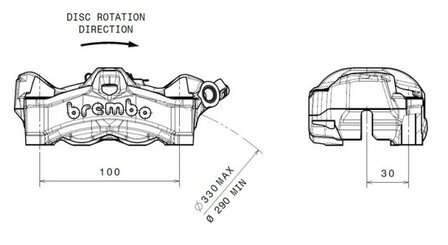Brembo-Stylema Monoblock remklauw / 100MM / Kawasaki ZX10R &#039;16 &gt;/H2-R