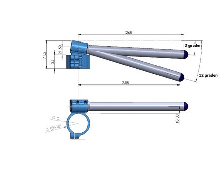 Clip-ons van PP-Tuning / 28mm verhoogd / met verstelbare hellingshoek