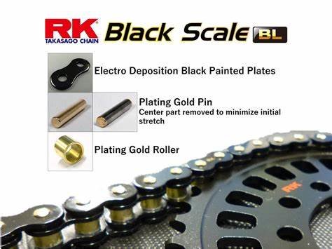 RK BL520ZXW ketting / 120 schakels / BLACK-GOLD
