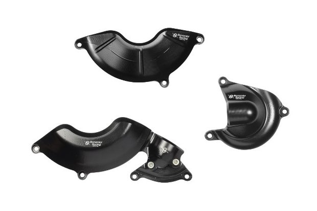 Bonamici 3-delig set zwarte aluminium motorblok covers / Aprilia RS660 2021-2022