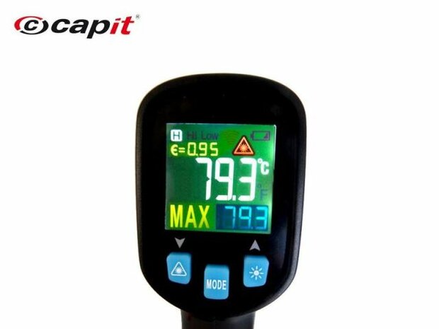 Capit infrarood laser thermometer tot 400 graden Celsius