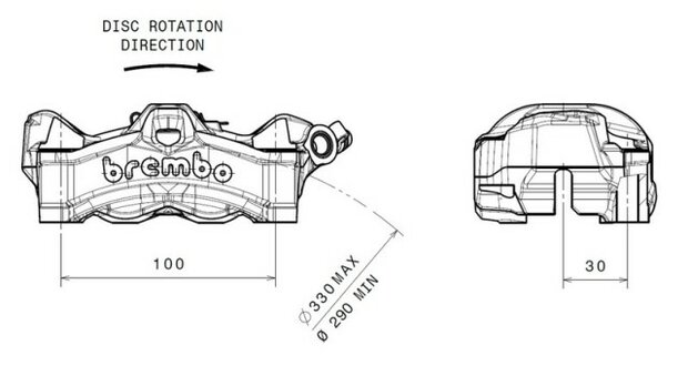 Brembo-Stylema Monoblock remklauw / 100MM / Kawasaki ZX10R '16 >/H2-R